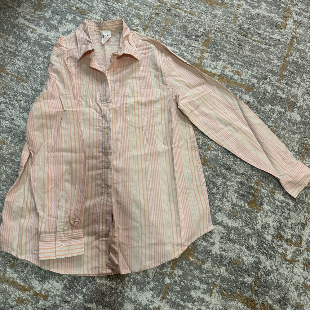 Gap Women’s Pink Stripes Casual Long Sleeve Blouse